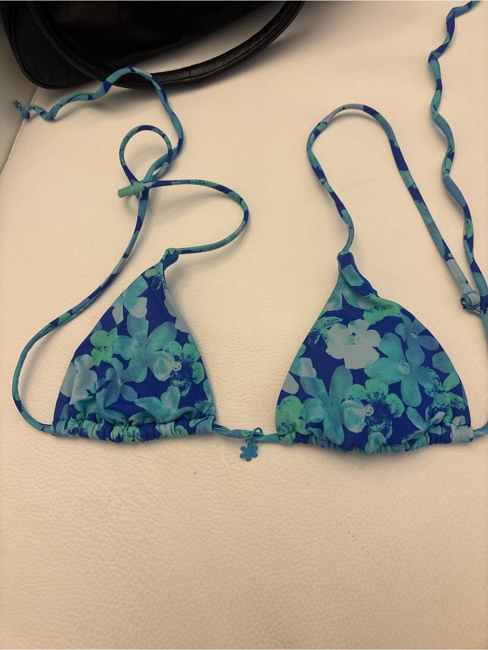 PacSun Blue and Teal Floral Triangle Bikini Top - Picture 3 of 4